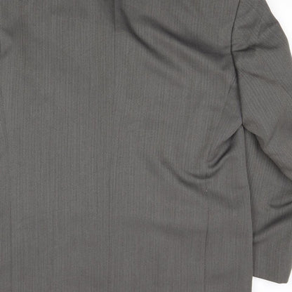 Zantos Mens Grey Striped Polyester Jacket Suit Jacket Size 40 Regular