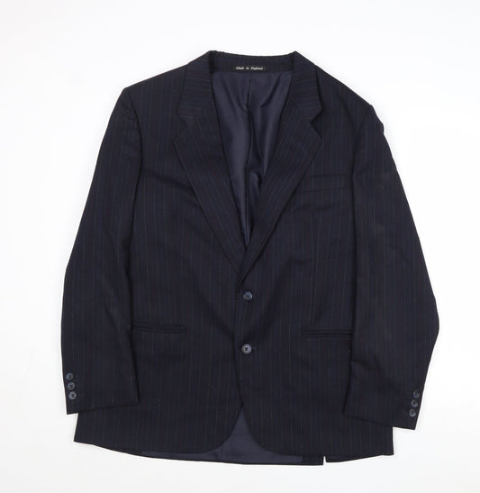 Chatsworth Mens Blue Striped Wool Jacket Suit Jacket Size 42 Regular