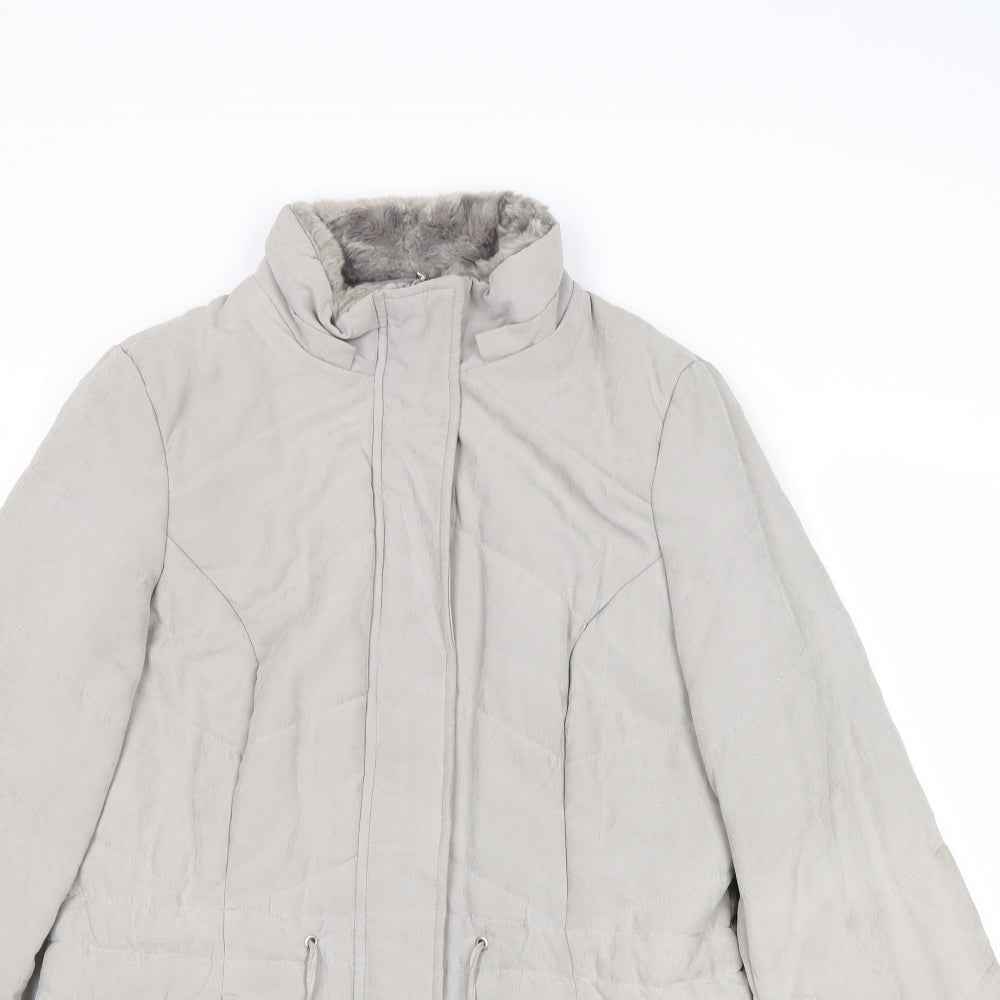 Roman Womens Grey Overcoat Coat Size 10 Zip