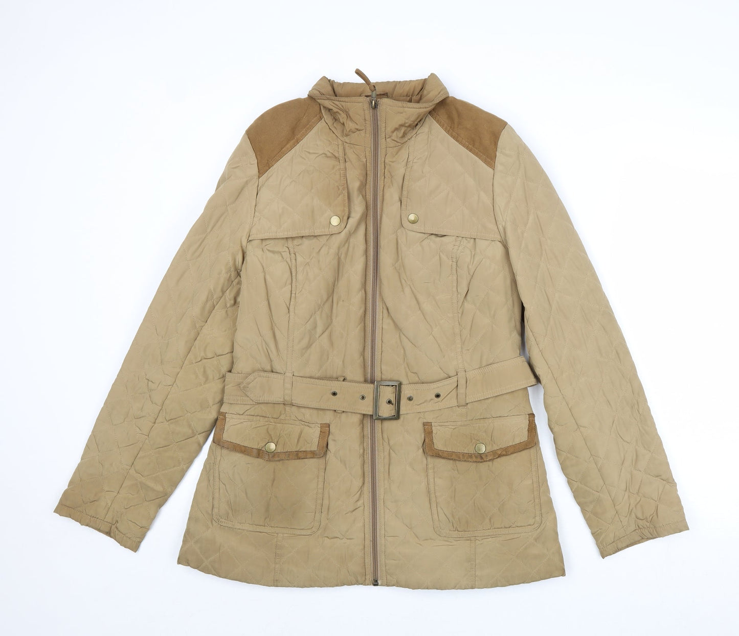BHS Womens Brown Quilted Jacket Size 16 Zip