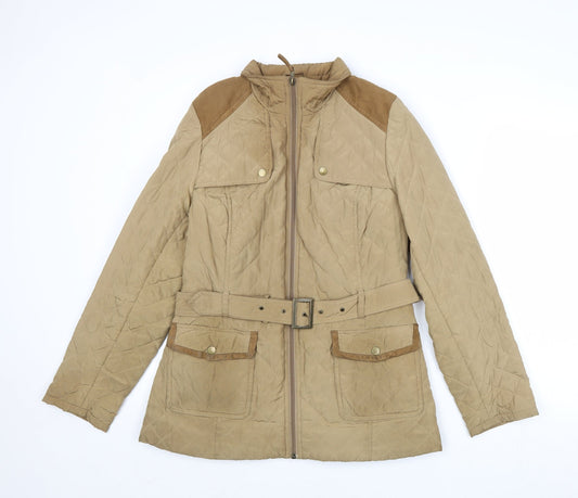BHS Womens Brown Quilted Jacket Size 16 Zip