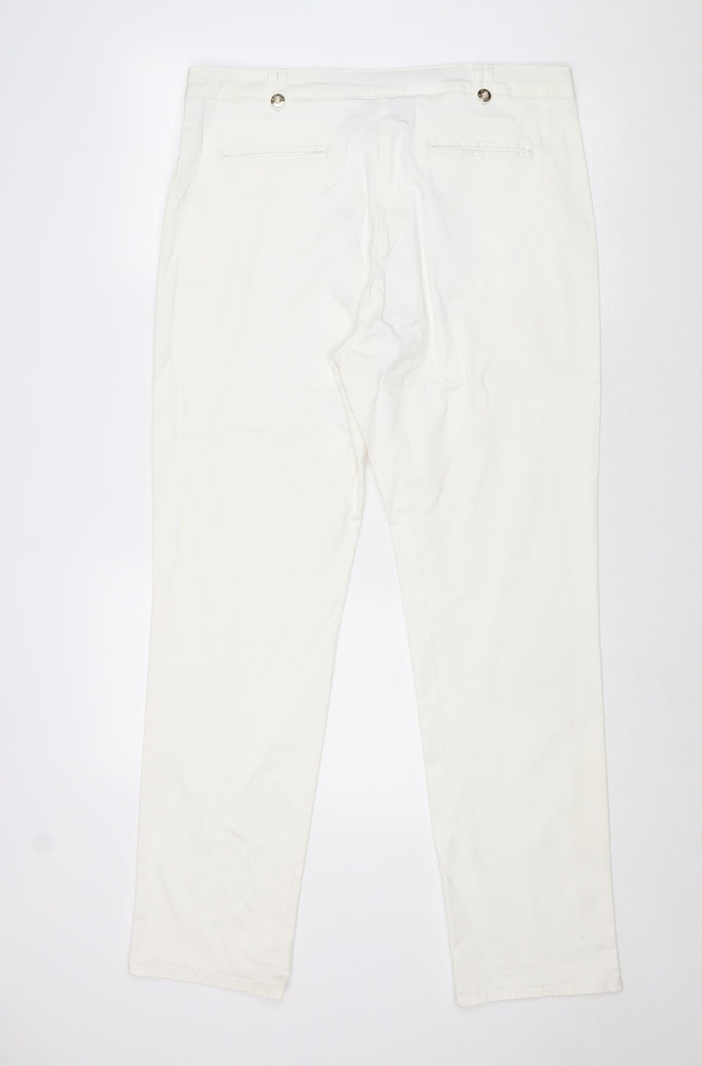Per Una Womens White Cotton Trousers Size 36 in Regular Zip