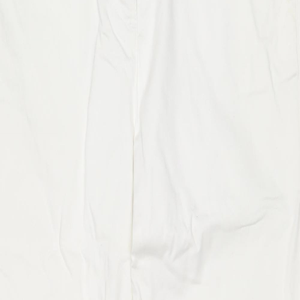 Per Una Womens White Cotton Trousers Size 36 in Regular Zip