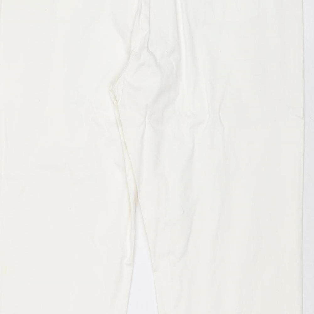 Per Una Womens White Cotton Trousers Size 36 in Regular Zip