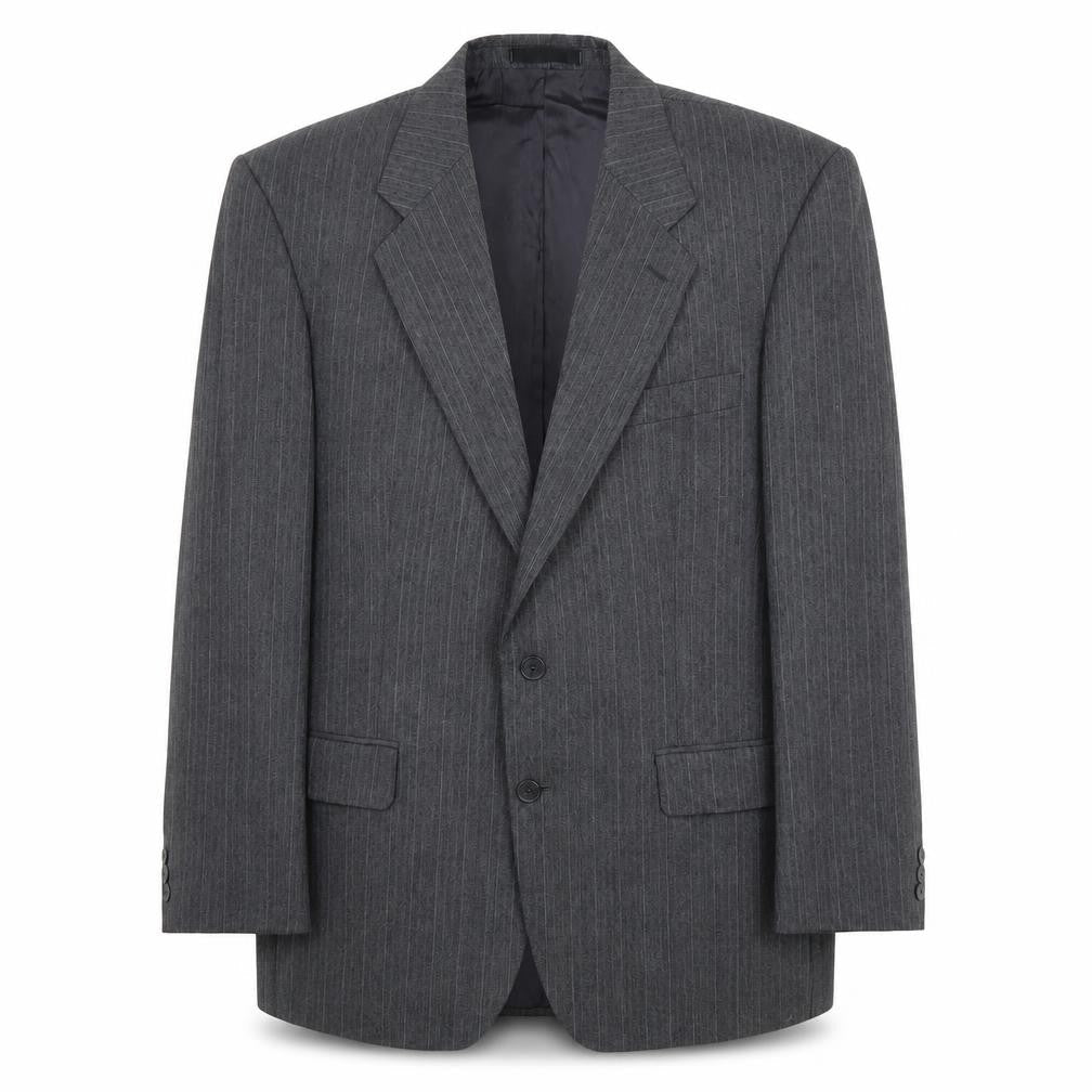 St Michael Mens Grey Striped Polyester Jacket Suit Jacket Size 42 Regular