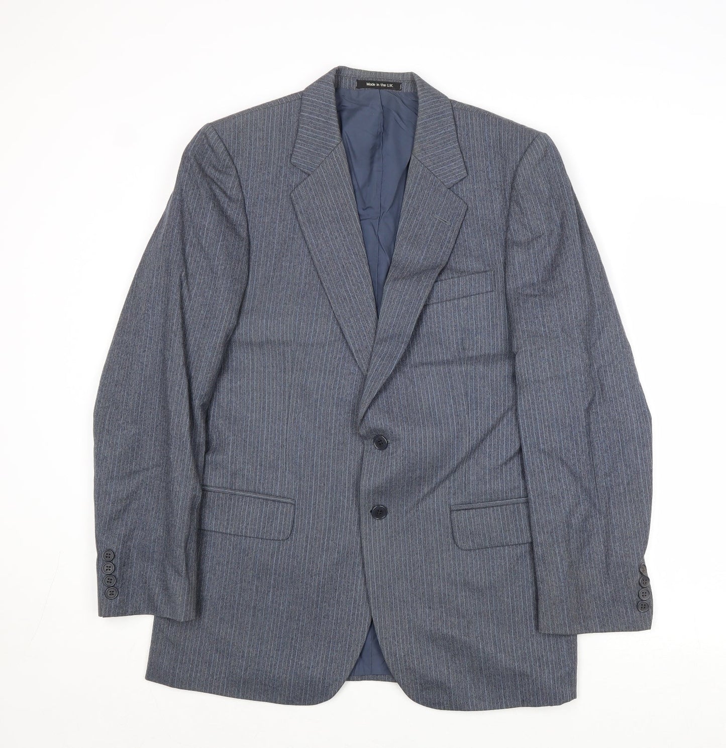 St Michael Mens Grey Striped Wool Jacket Suit Jacket Size 38 Regular