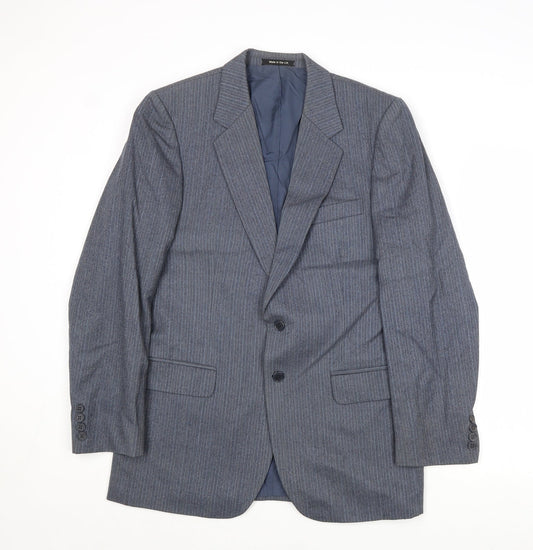 St Michael Mens Grey Striped Wool Jacket Suit Jacket Size 38 Regular