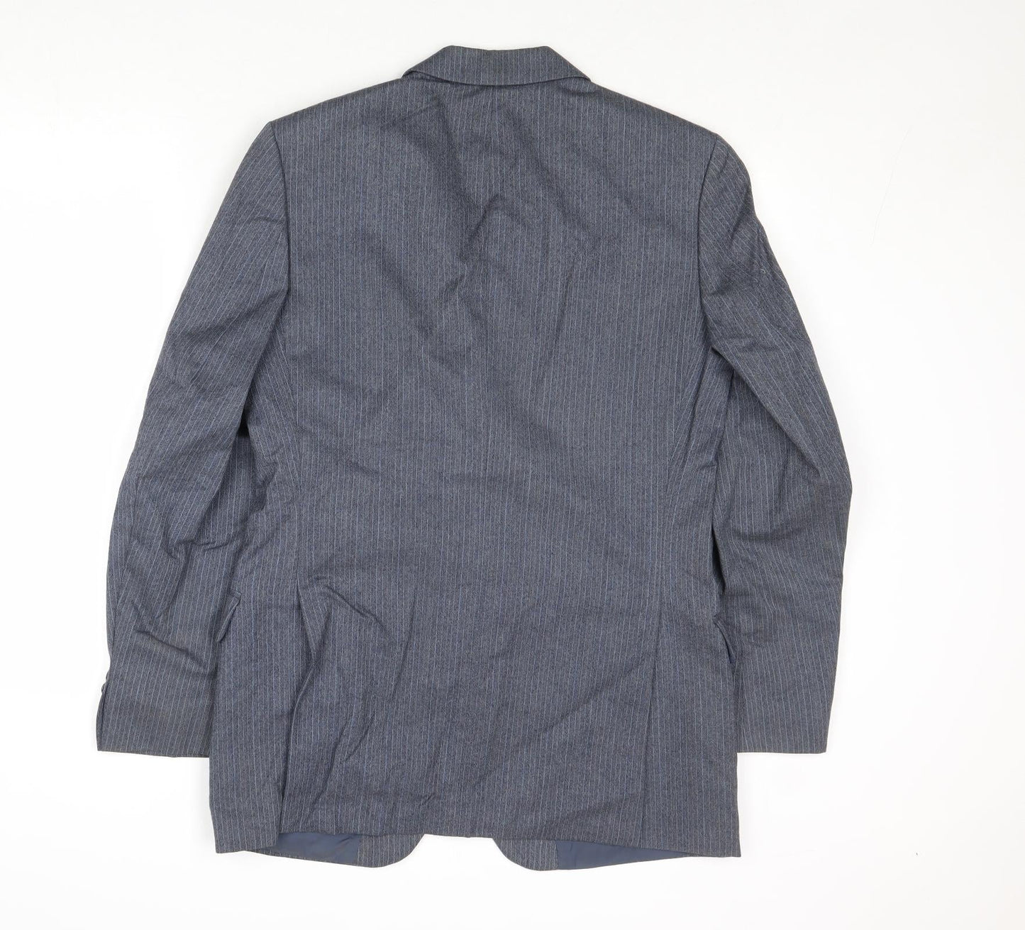 St Michael Mens Grey Striped Wool Jacket Suit Jacket Size 38 Regular