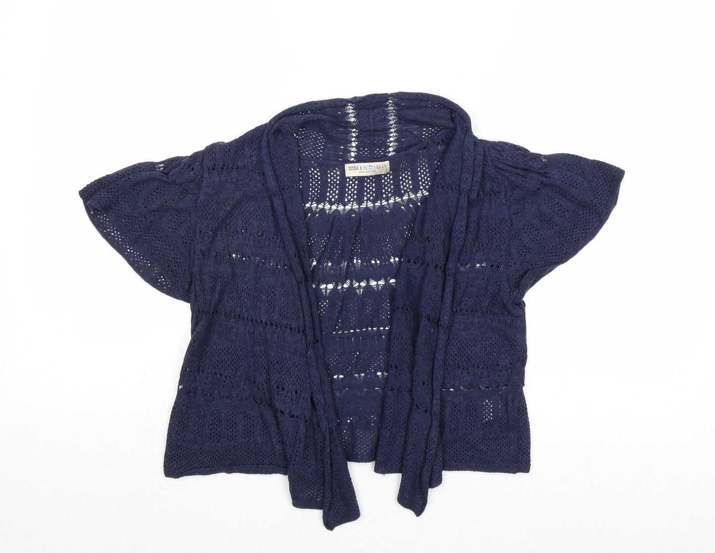 Marks and Spencer Womens Blue V-Neck Acrylic Cardigan Jumper Size 12