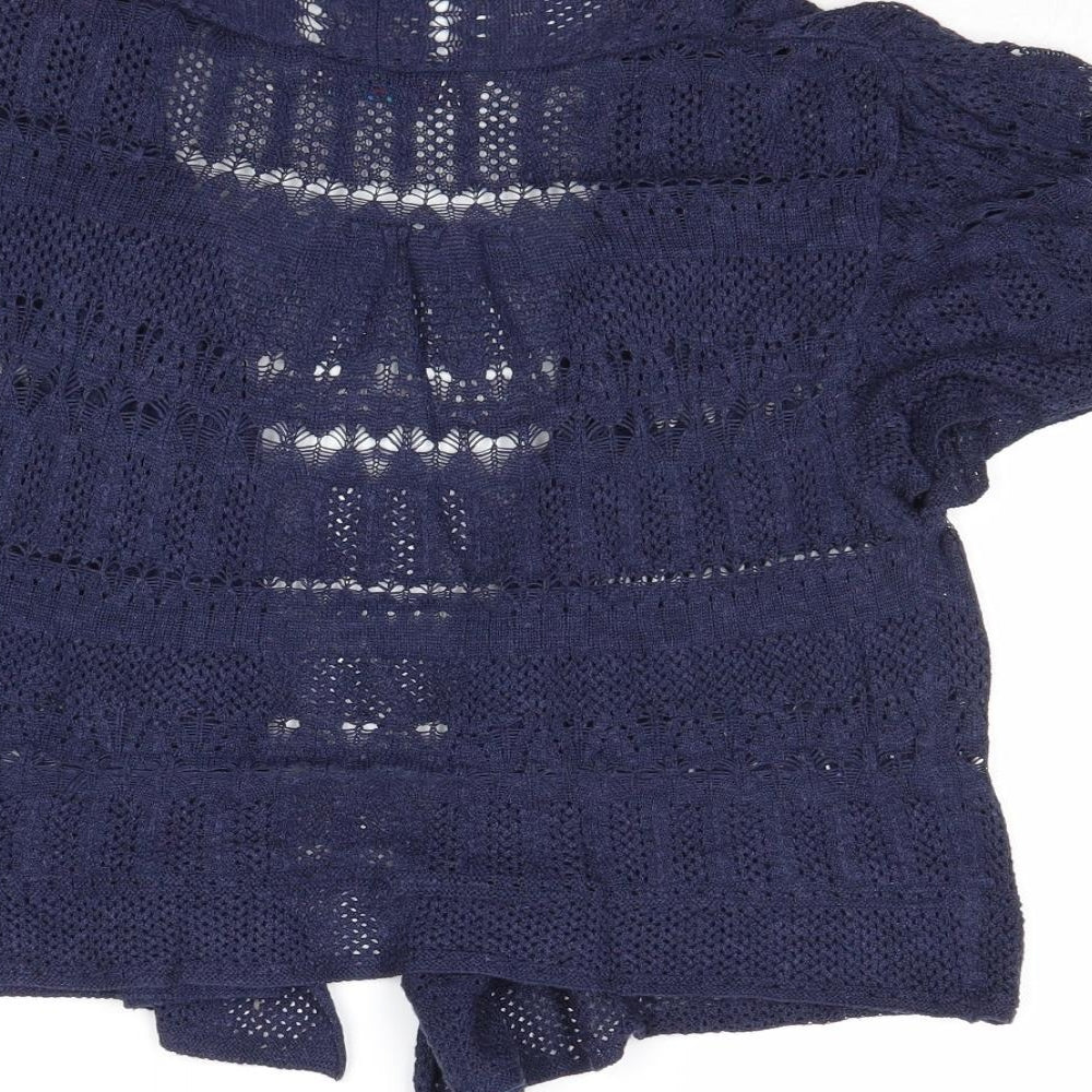 Marks and Spencer Womens Blue V-Neck Acrylic Cardigan Jumper Size 12