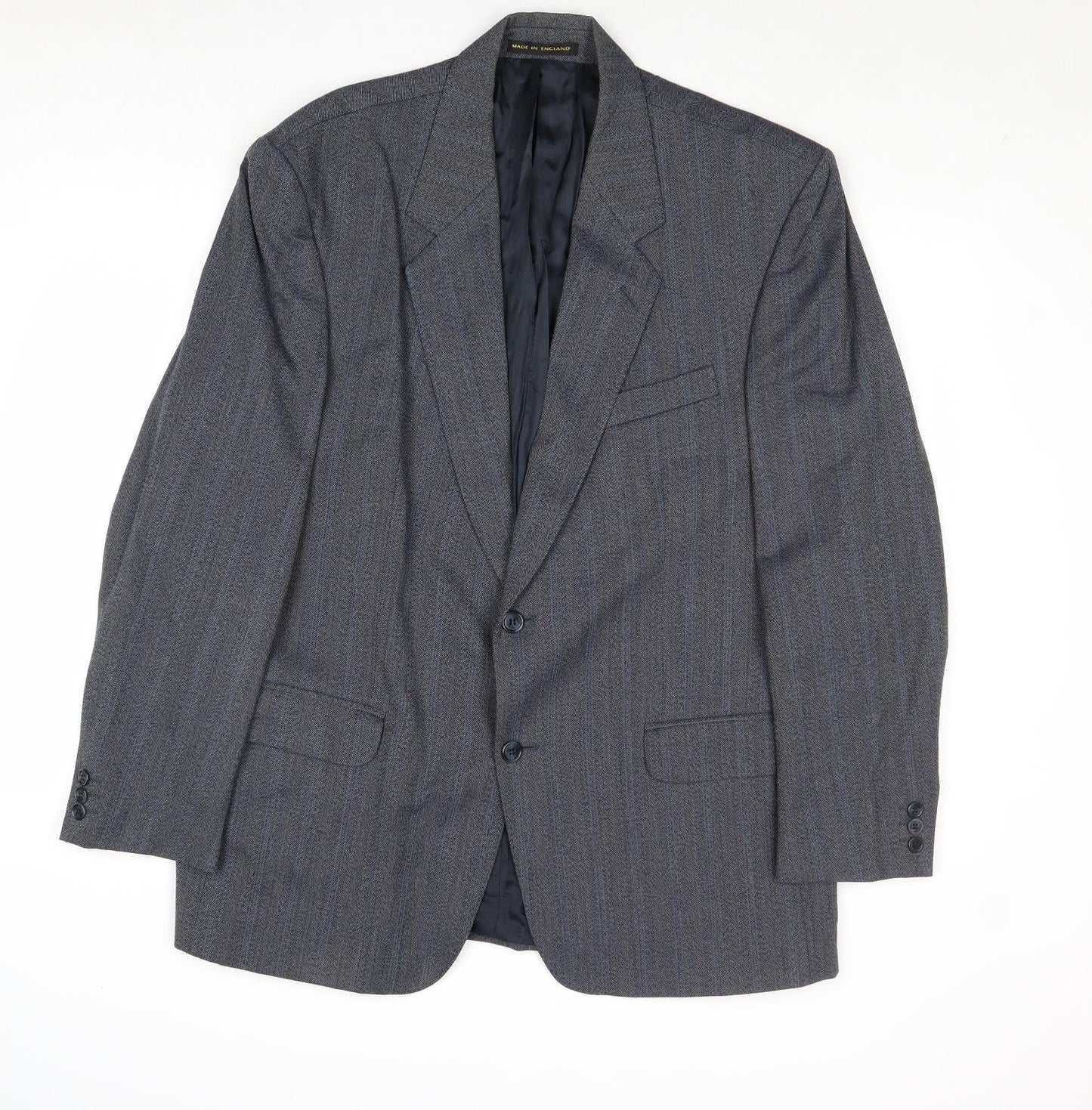 James Barry Mens Blue Striped Wool Jacket Suit Jacket Size 42 Regular