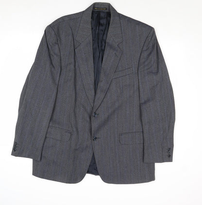 James Barry Mens Blue Striped Wool Jacket Suit Jacket Size 42 Regular