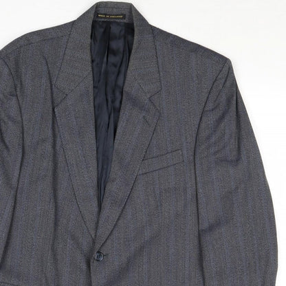 James Barry Mens Blue Striped Wool Jacket Suit Jacket Size 42 Regular