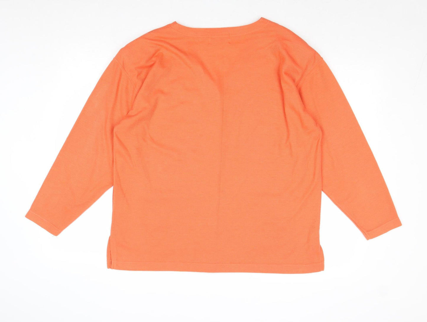 Fay Lousie Womens Orange V-Neck Acetate Cardigan Jumper One Size
