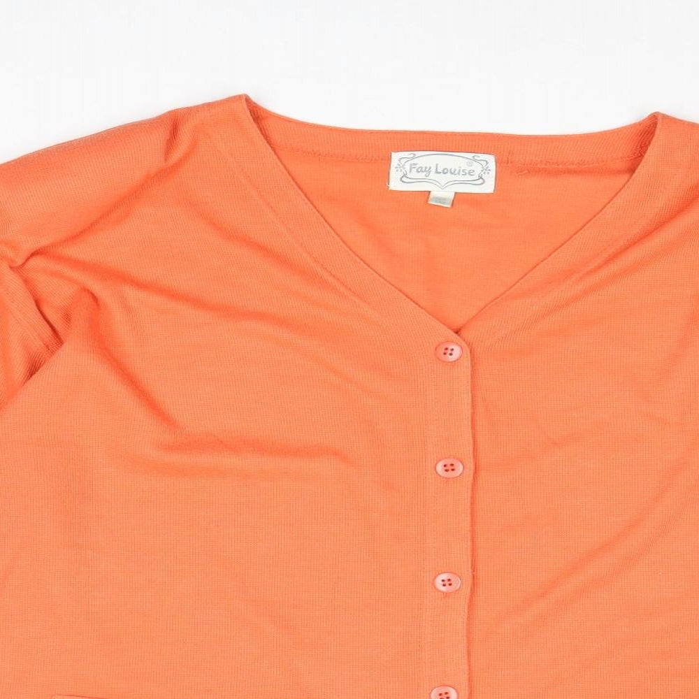 Fay Lousie Womens Orange V-Neck Acetate Cardigan Jumper One Size