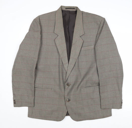 ID Mens Grey Geometric Polyester Jacket Blazer Size 42 Regular