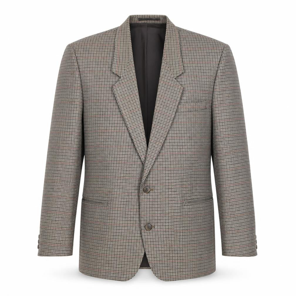 ID Mens Grey Geometric Polyester Jacket Blazer Size 42 Regular