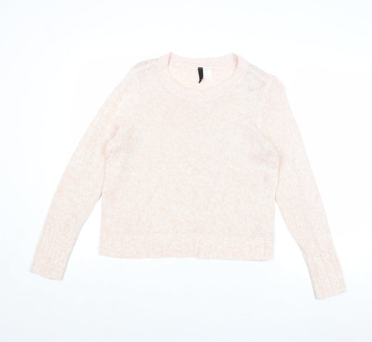Divided by H&M Womens Pink Round Neck Acrylic Pullover Jumper Size S