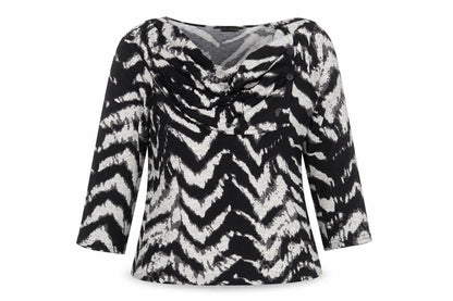 Just Elegance Womens Black Cowl Neck Geometric Polyester Pullover Jumper Size 12