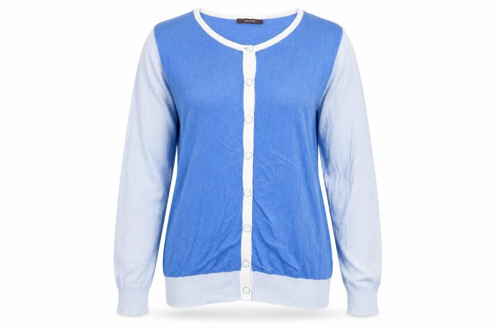 Savoir Womens Blue Round Neck Viscose Cardigan Jumper Size 14