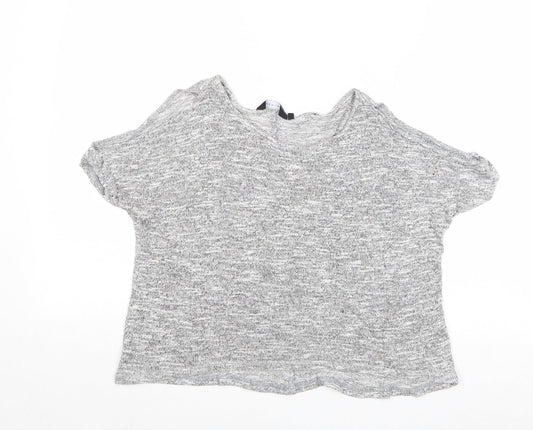 New Look Womens Grey Round Neck Viscose Pullover Jumper Size 8 - Cold Shoulder