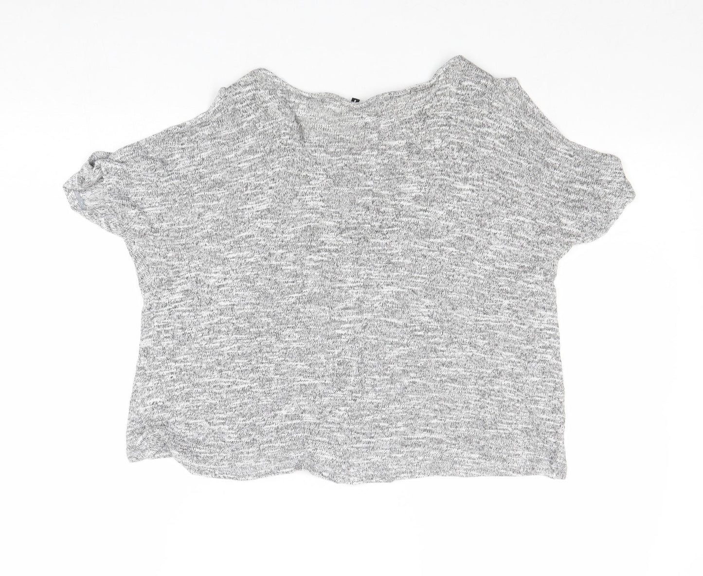 New Look Womens Grey Round Neck Viscose Pullover Jumper Size 8 - Cold Shoulder