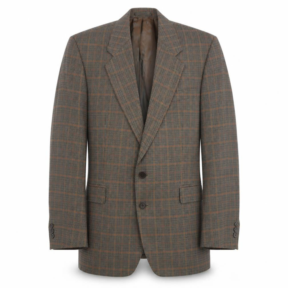 Thomas Deas Mens Brown Plaid Wool Jacket Blazer Size 42 Regular
