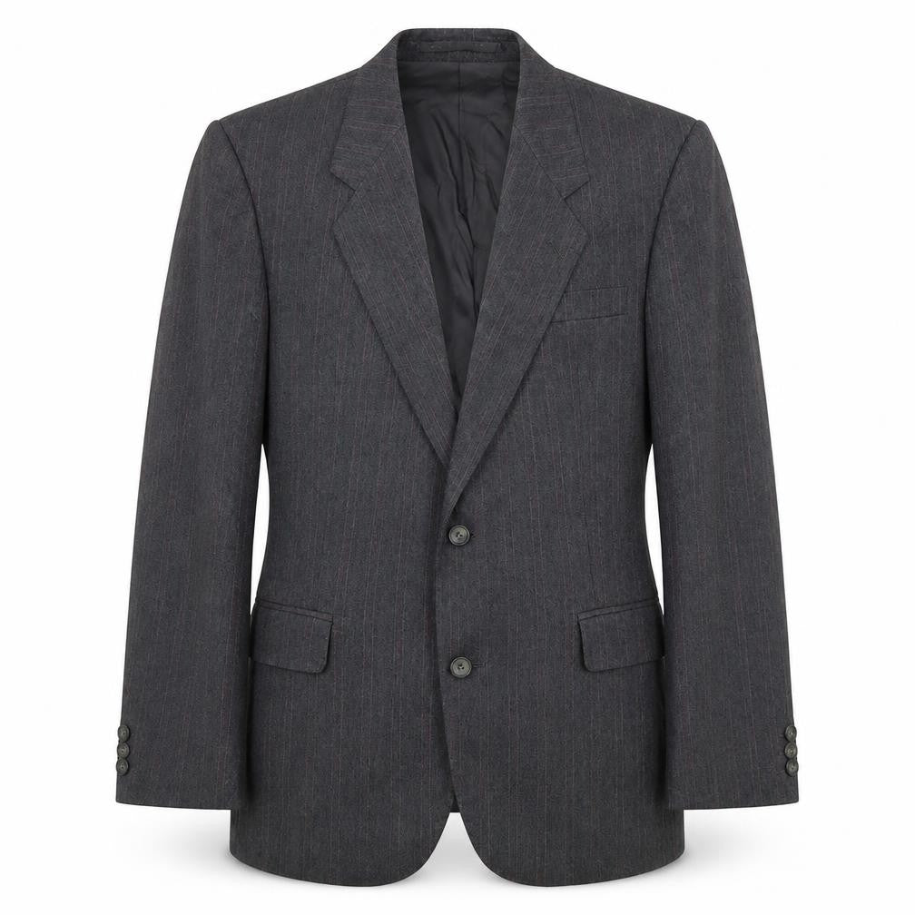 The Label Mens Grey Striped Wool Jacket Suit Jacket Size 38 Regular