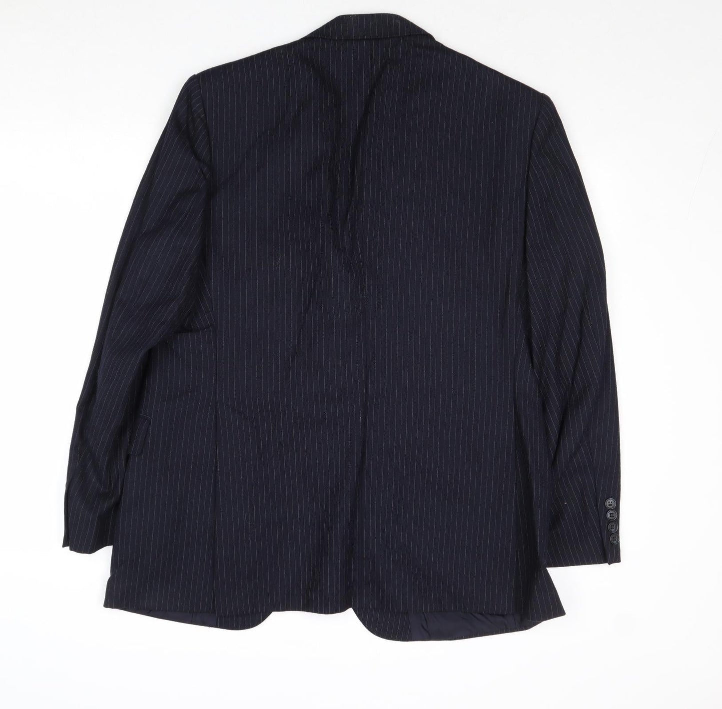 St Michael Mens Blue Striped Wool Jacket Suit Jacket Size 42 Regular