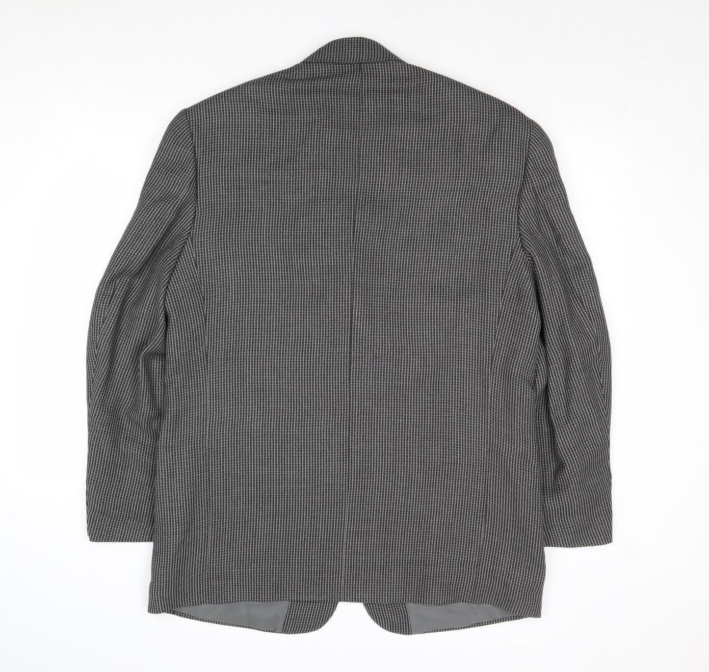 Classic Mens Grey Geometric Polyester Jacket Suit Jacket Size 44 Regular