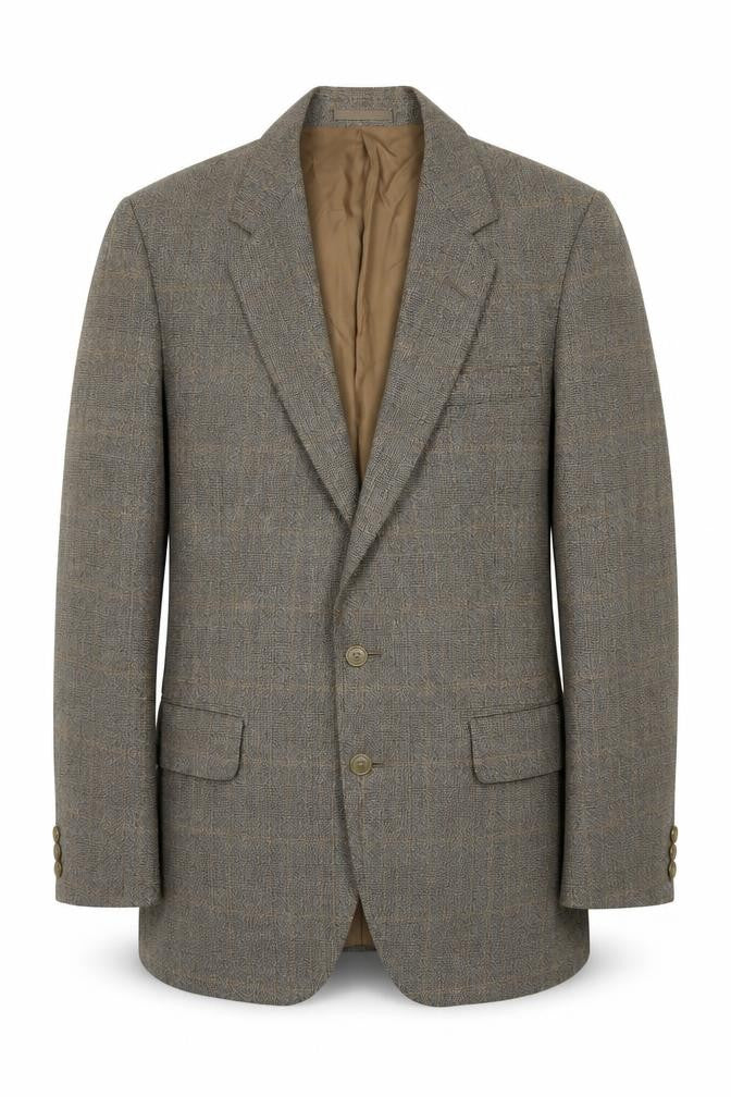 Sumrie Mens Grey Plaid Wool Jacket Blazer Size 38 Regular
