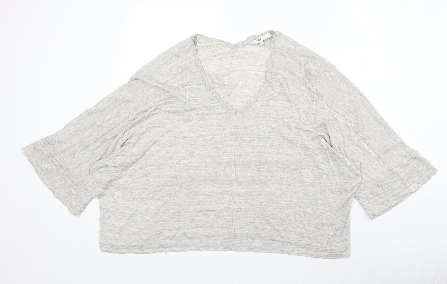 NEXT Womens Grey V-Neck Viscose Pullover Jumper Size L