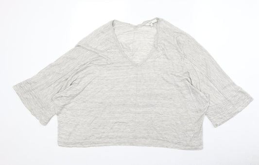 NEXT Womens Grey V-Neck Viscose Pullover Jumper Size L