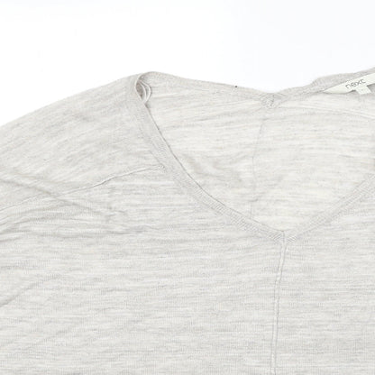 Next Womens Grey V-Neck Viscose Pullover Jumper Size L