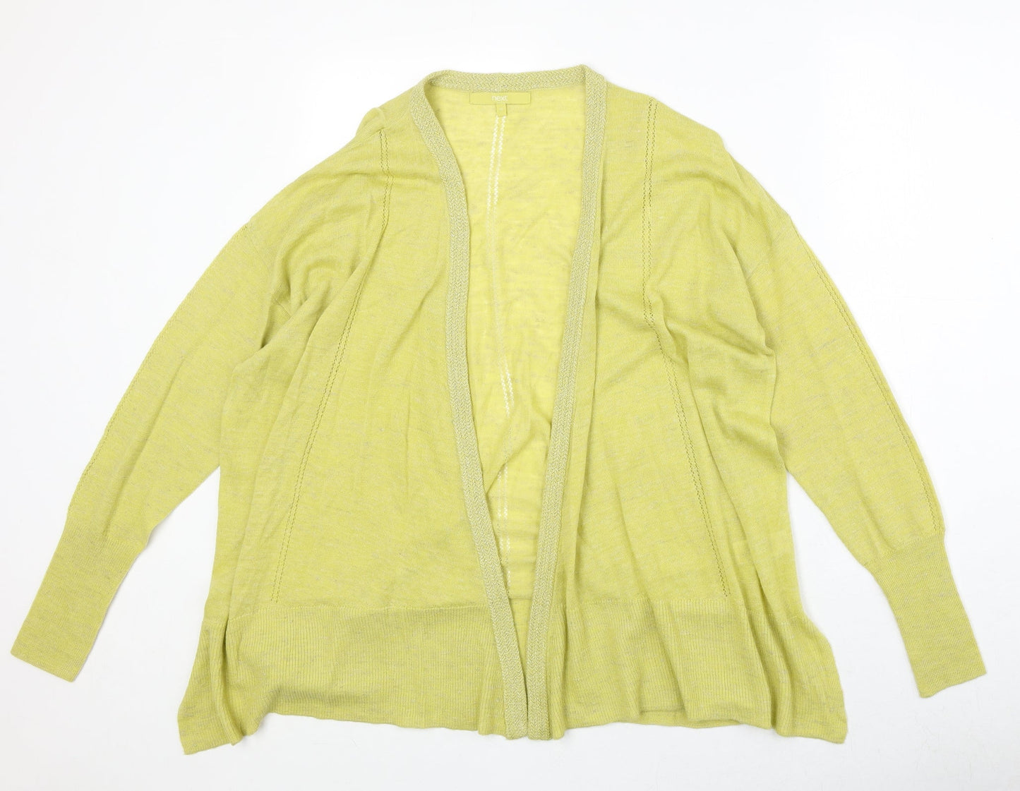 NEXT Womens Yellow V-Neck Acrylic Cardigan Jumper Size 12 - Open
