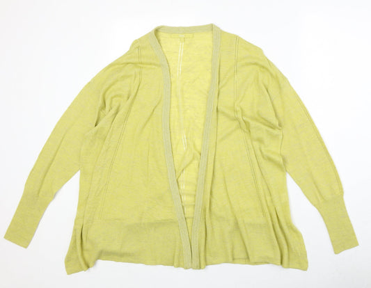 NEXT Womens Yellow V-Neck Acrylic Cardigan Jumper Size 12 - Open