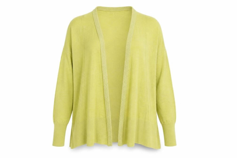 Next Womens Yellow V-Neck Acrylic Cardigan Jumper Size 12 - Open