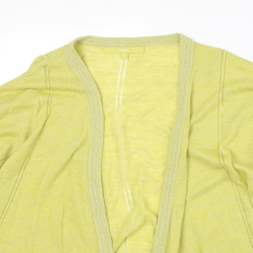 NEXT Womens Yellow V-Neck Acrylic Cardigan Jumper Size 12 - Open