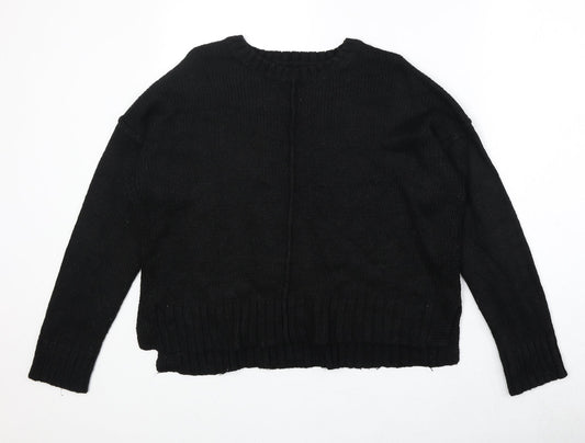 New Look Womens Black Round Neck Acrylic Pullover Jumper Size S