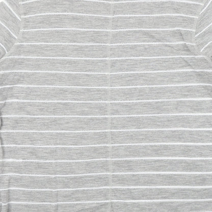 Next Womens Grey Striped Polyester Basic T-Shirt Size 14 Mock Neck