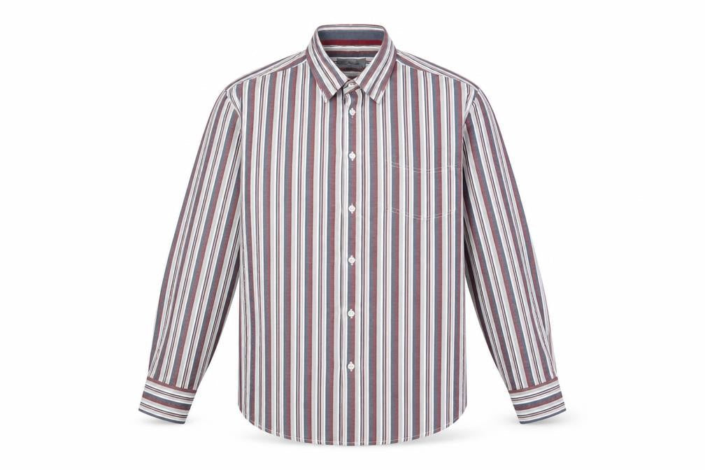 Peter Gribby Mens Multicoloured Striped Cotton Button-Up Size 2XL Collared Button