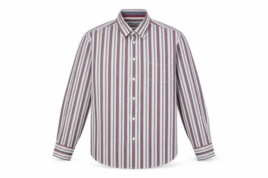 Peter Gribby Mens Multicoloured Striped Cotton Button-Up Size 2XL Collared Button