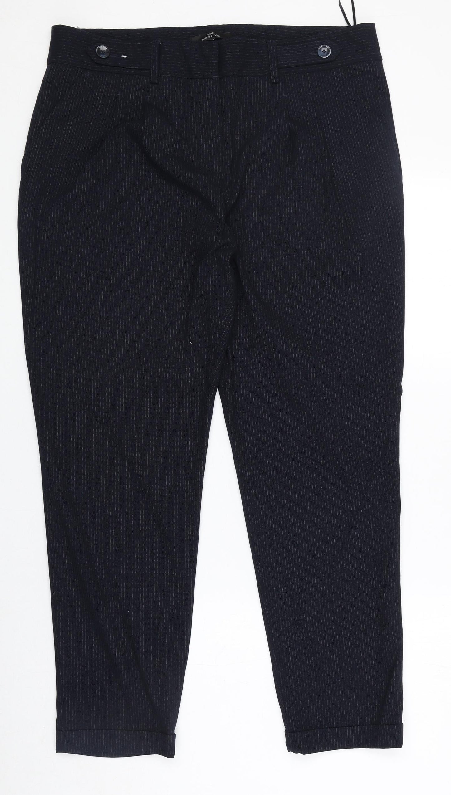 NEXT Womens Blue Striped Polyester Dress Pants Trousers Size 14 Regular Zip