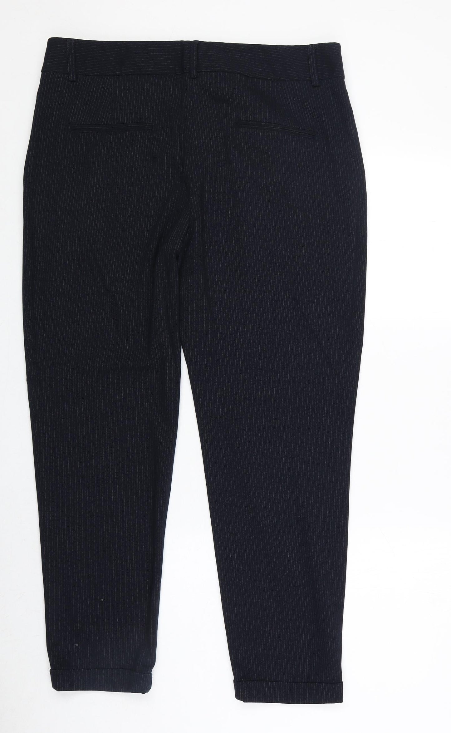 NEXT Womens Blue Striped Polyester Dress Pants Trousers Size 14 Regular Zip