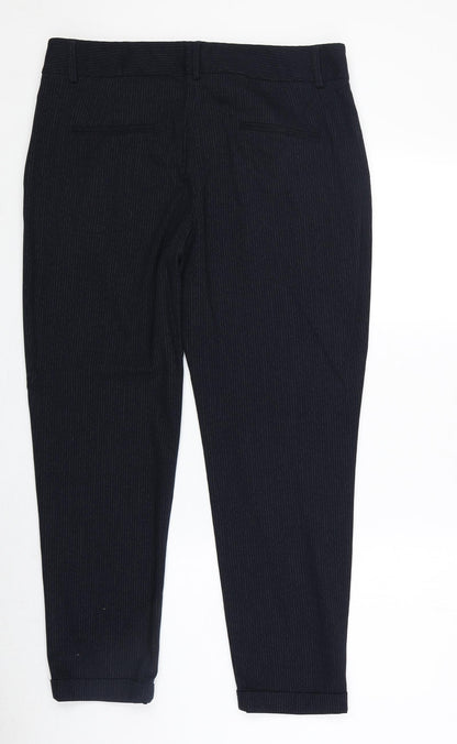 NEXT Womens Blue Striped Polyester Dress Pants Trousers Size 14 Regular Zip