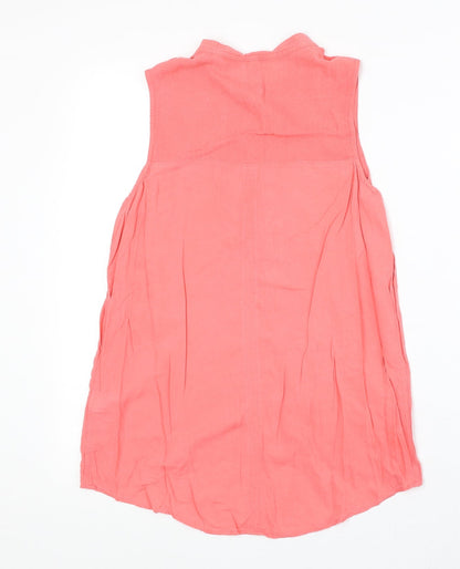 Aeropostal Womens Pink Viscose Basic Button-Up Size S V-Neck