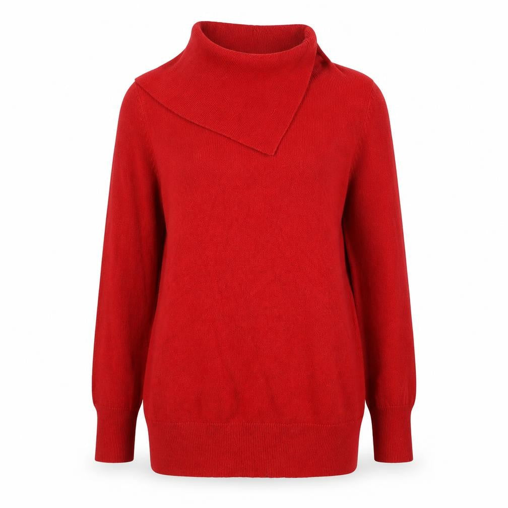 M&Co Womens Red Roll Neck Acrylic Pullover Jumper Size 12