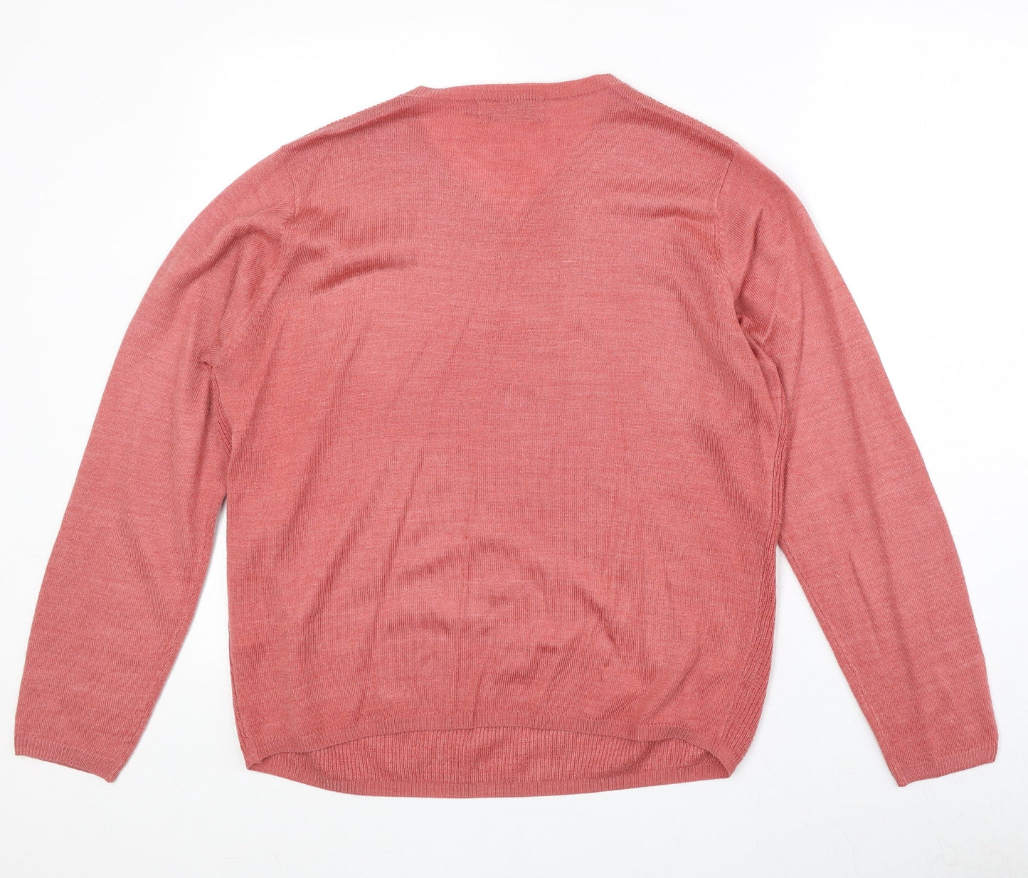 EWM Womens Pink V-Neck Acrylic Pullover Jumper Size M