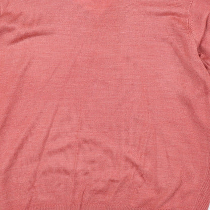EWM Womens Pink V-Neck Acrylic Pullover Jumper Size M