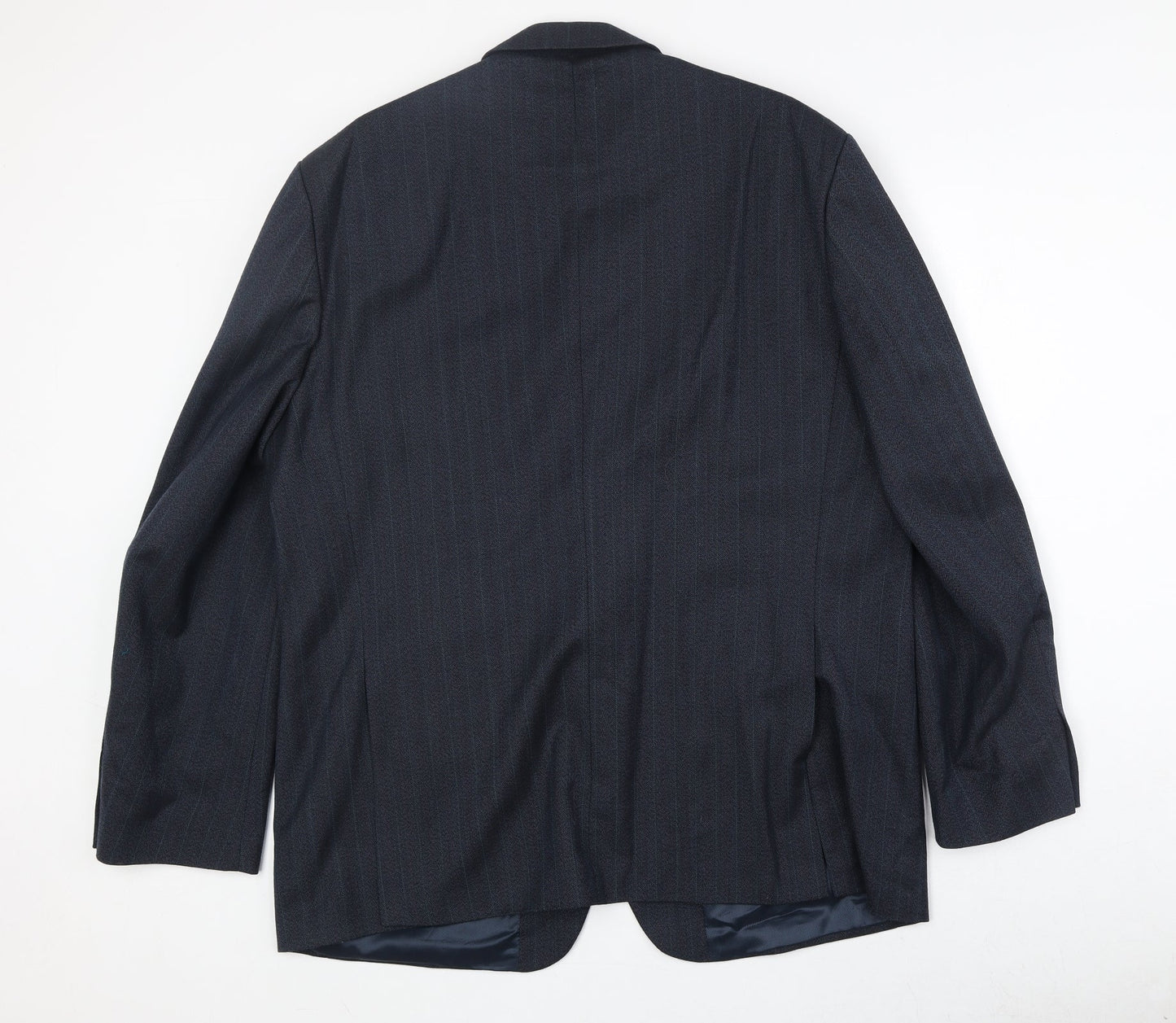 Greenwood Mens Blue Striped Polyester Jacket Suit Jacket Size 46 Regular